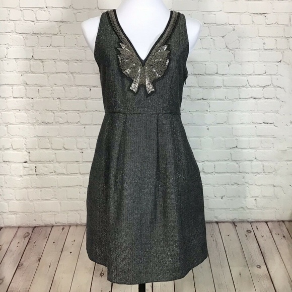 Urban Outfitters Herringbone Tweed Beaded Dress 8 - Picture 1 of 7